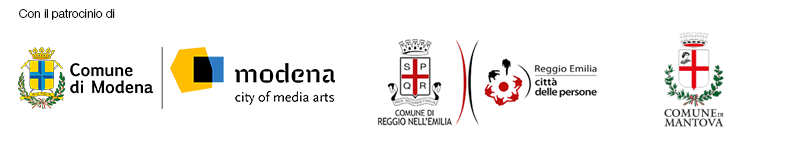 Con il patrocinio di: Comune di Modena; comune di Reggio Emilia; Reggio Emilia città delle persone; 