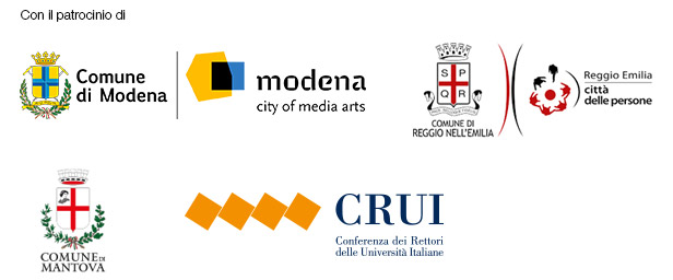 Con il patrocinio di: Comune di Modena; comune di Reggio Emilia; Reggio Emilia città delle persone; CRUI